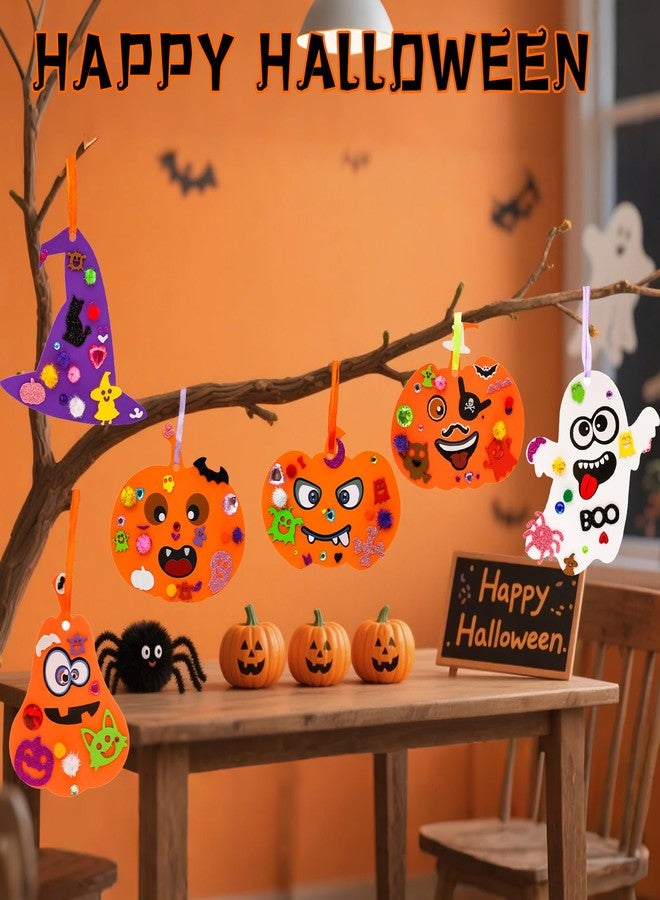 xFFFun 36 Set Halloween Crafts for Kids, Foam Pumpkins DIY Art and Crafts Decorations with Stickers & Ghost Spider Bat Witch Hat, Halloween Party Favors for School Classroom Activities Home Decor - Image 5